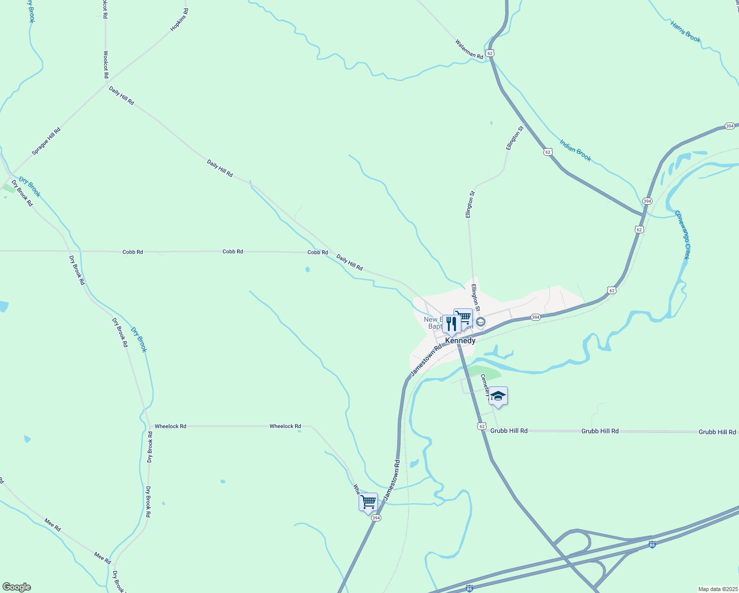 map of restaurants, bars, coffee shops, grocery stores, and more near 3621 Langdon Street in Kennedy