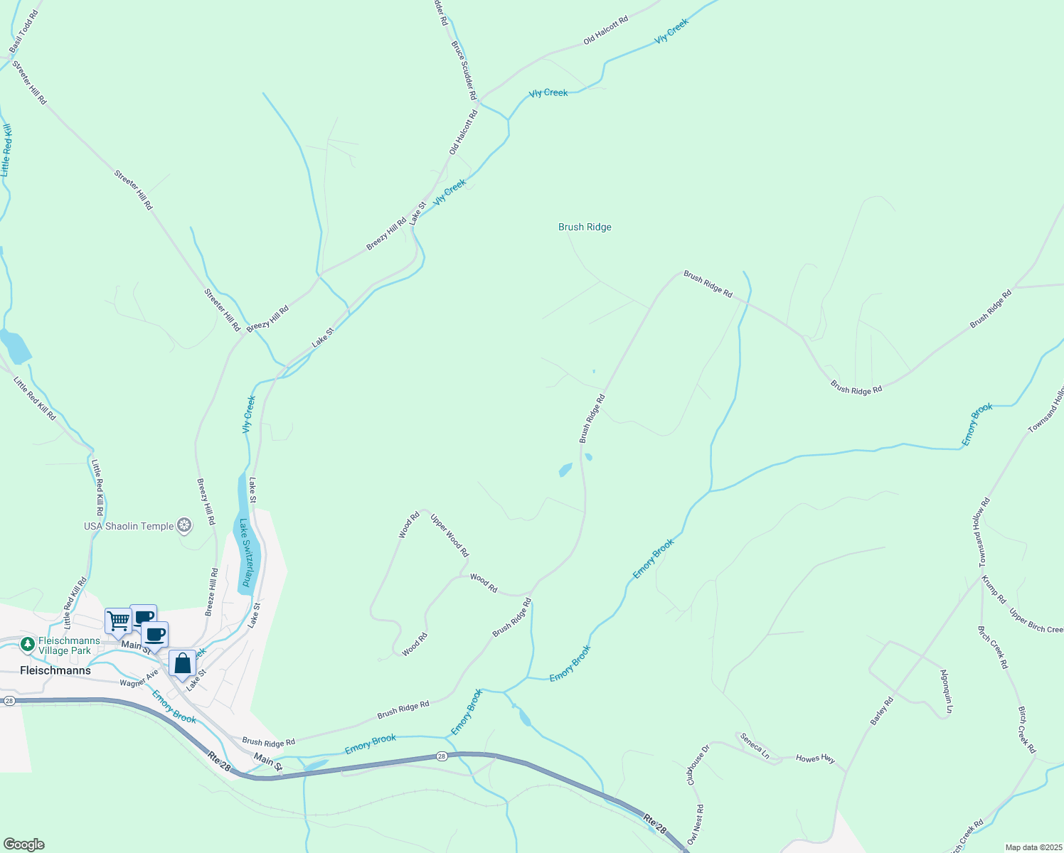 map of restaurants, bars, coffee shops, grocery stores, and more near 851 Deer Ridge Lane in Fleischmanns