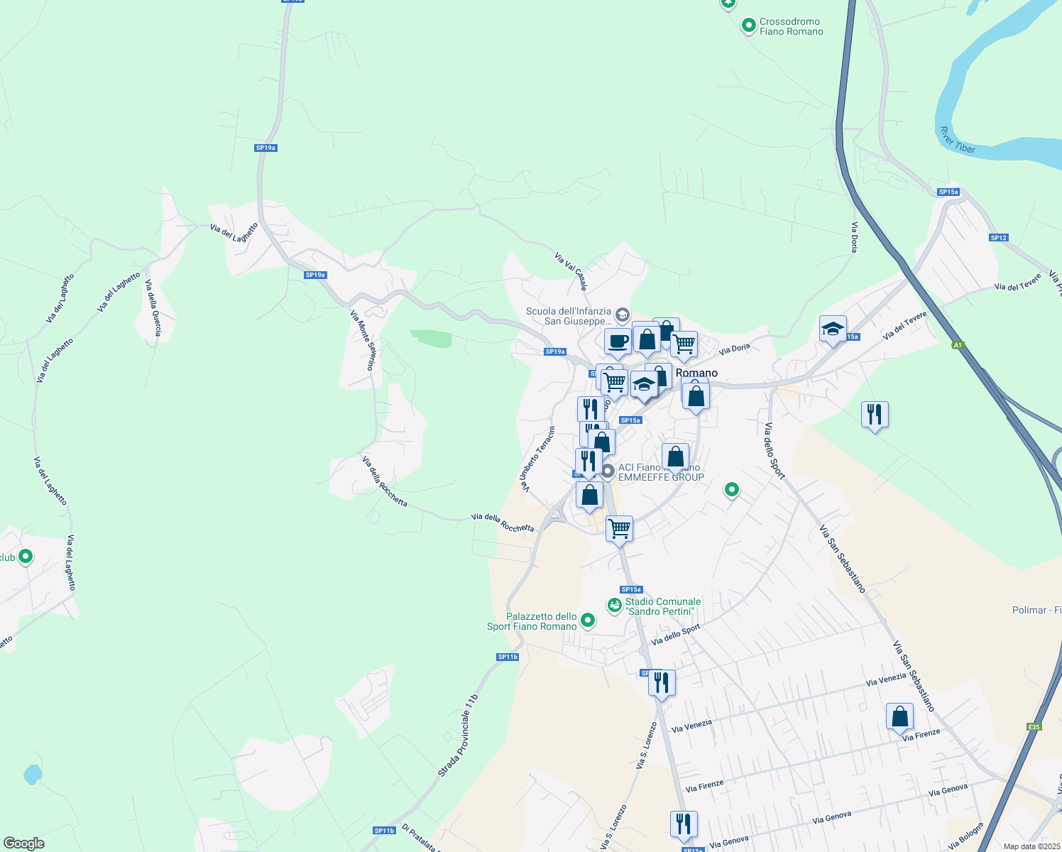 map of restaurants, bars, coffee shops, grocery stores, and more near 3 Via Giovanni Paolo II in Città metropolitana di Roma Capitale