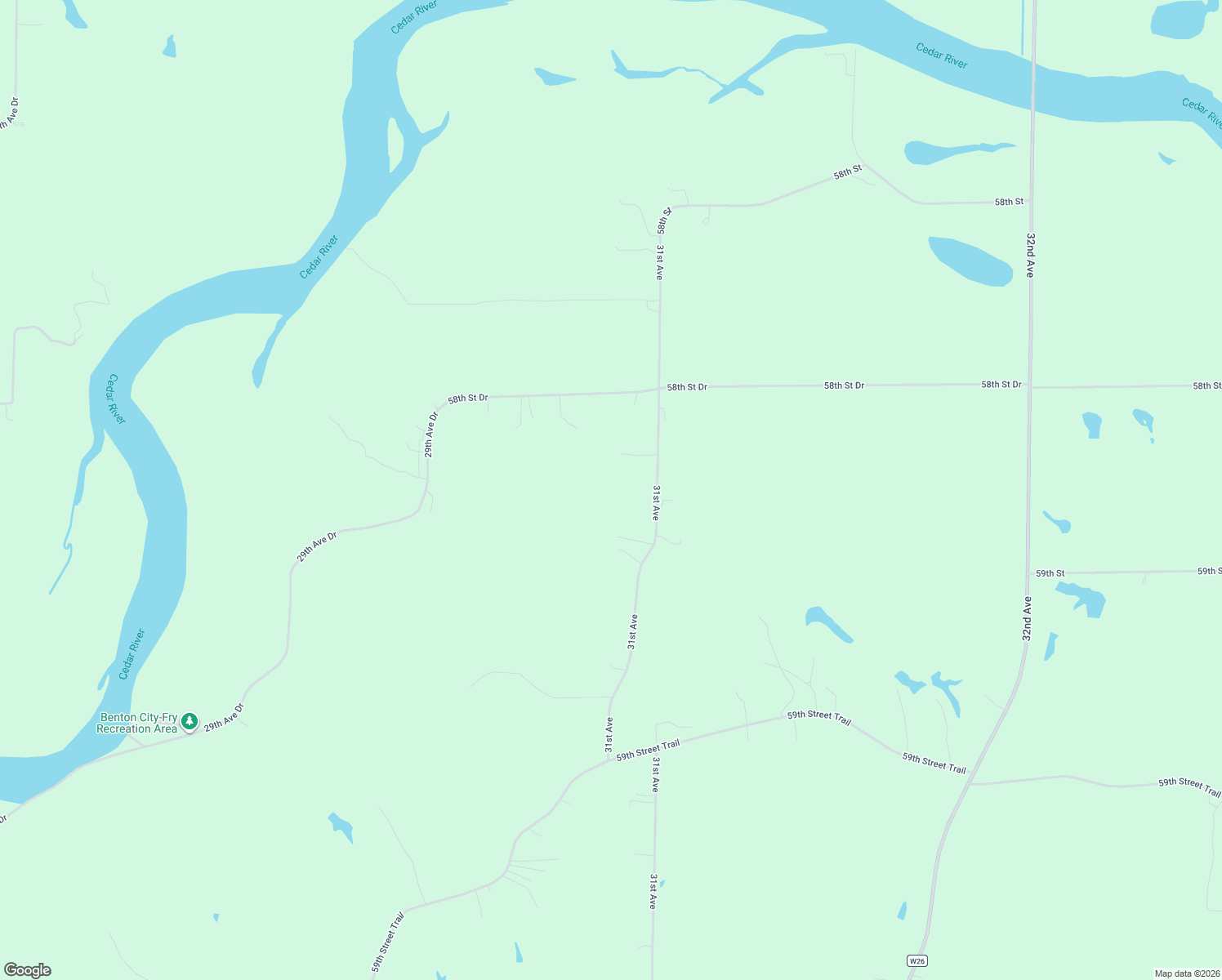 map of restaurants, bars, coffee shops, grocery stores, and more near 5895 31st Avenue in Vinton