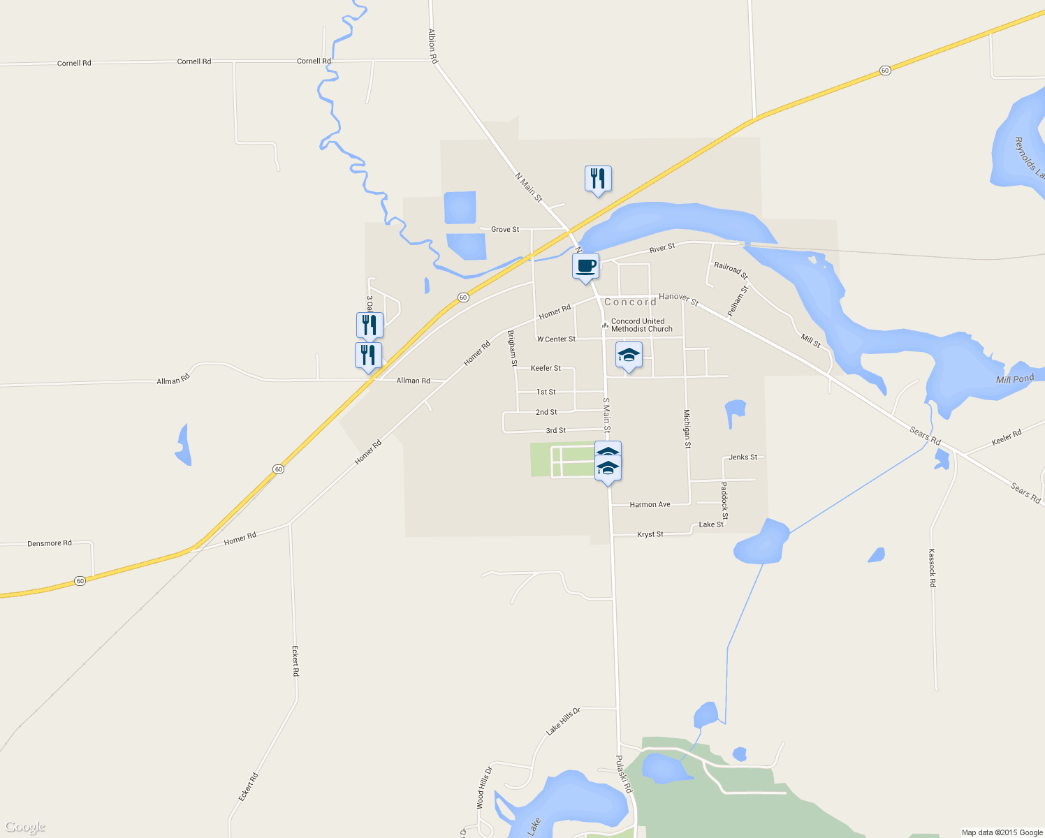 map of restaurants, bars, coffee shops, grocery stores, and more near 295 2nd Street in Concord