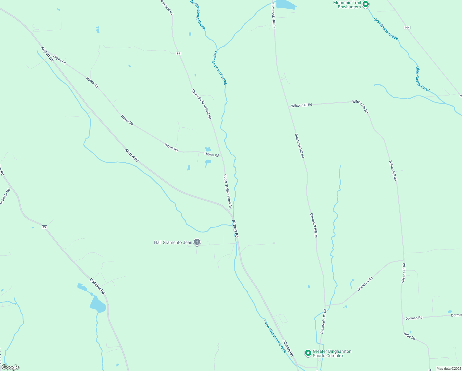 map of restaurants, bars, coffee shops, grocery stores, and more near 46 Upper Stella Ireland Road in Binghamton