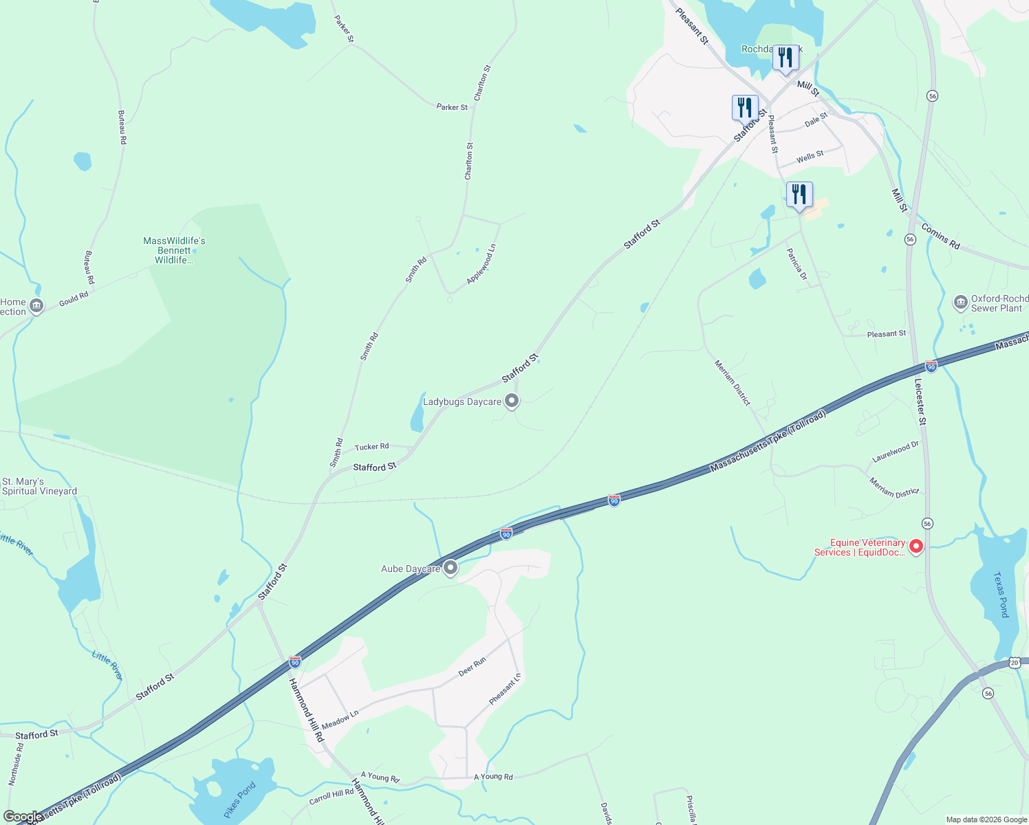 map of restaurants, bars, coffee shops, grocery stores, and more near 28 Whitby Road in Charlton