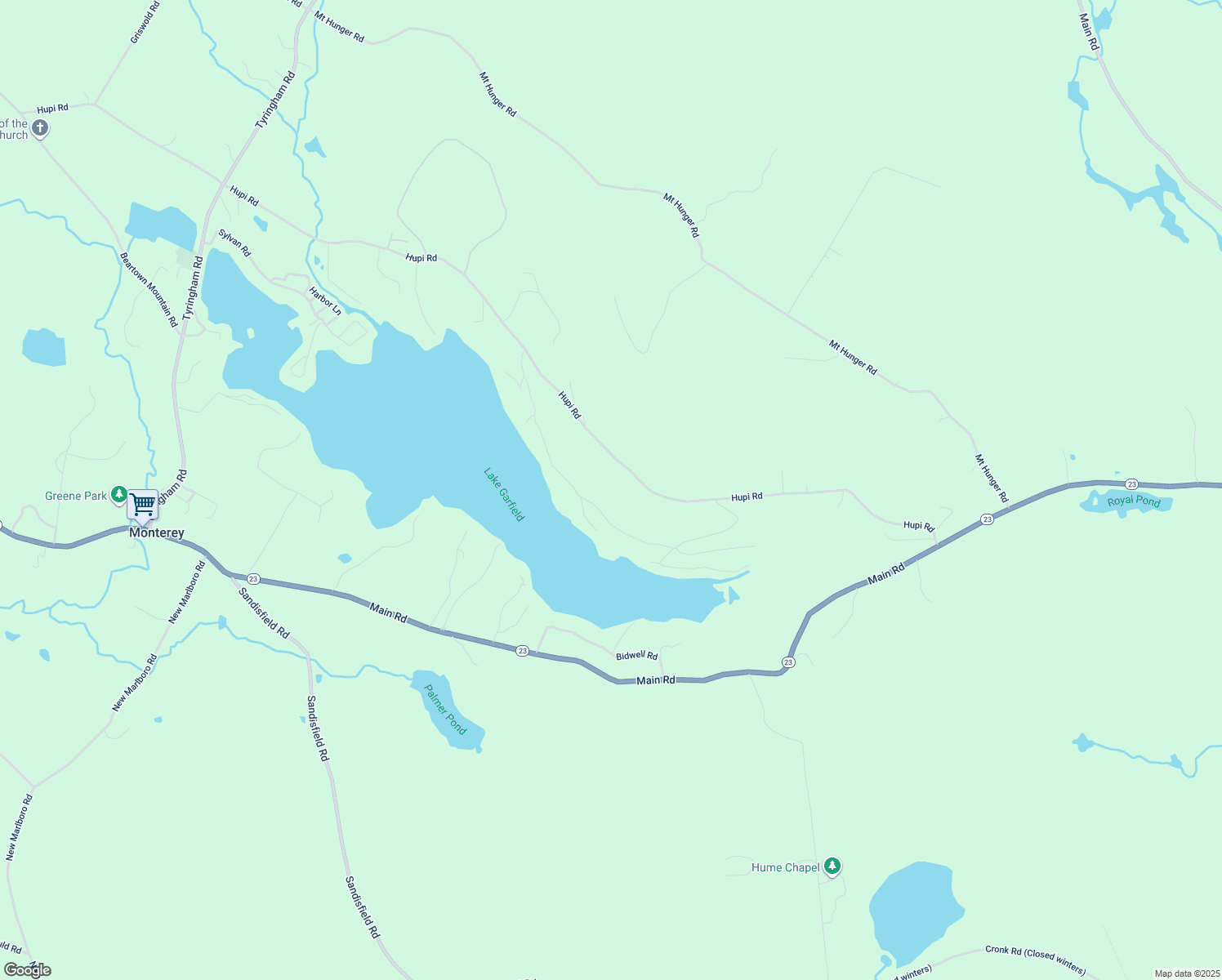 map of restaurants, bars, coffee shops, grocery stores, and more near 95 Hupi Road in Monterey