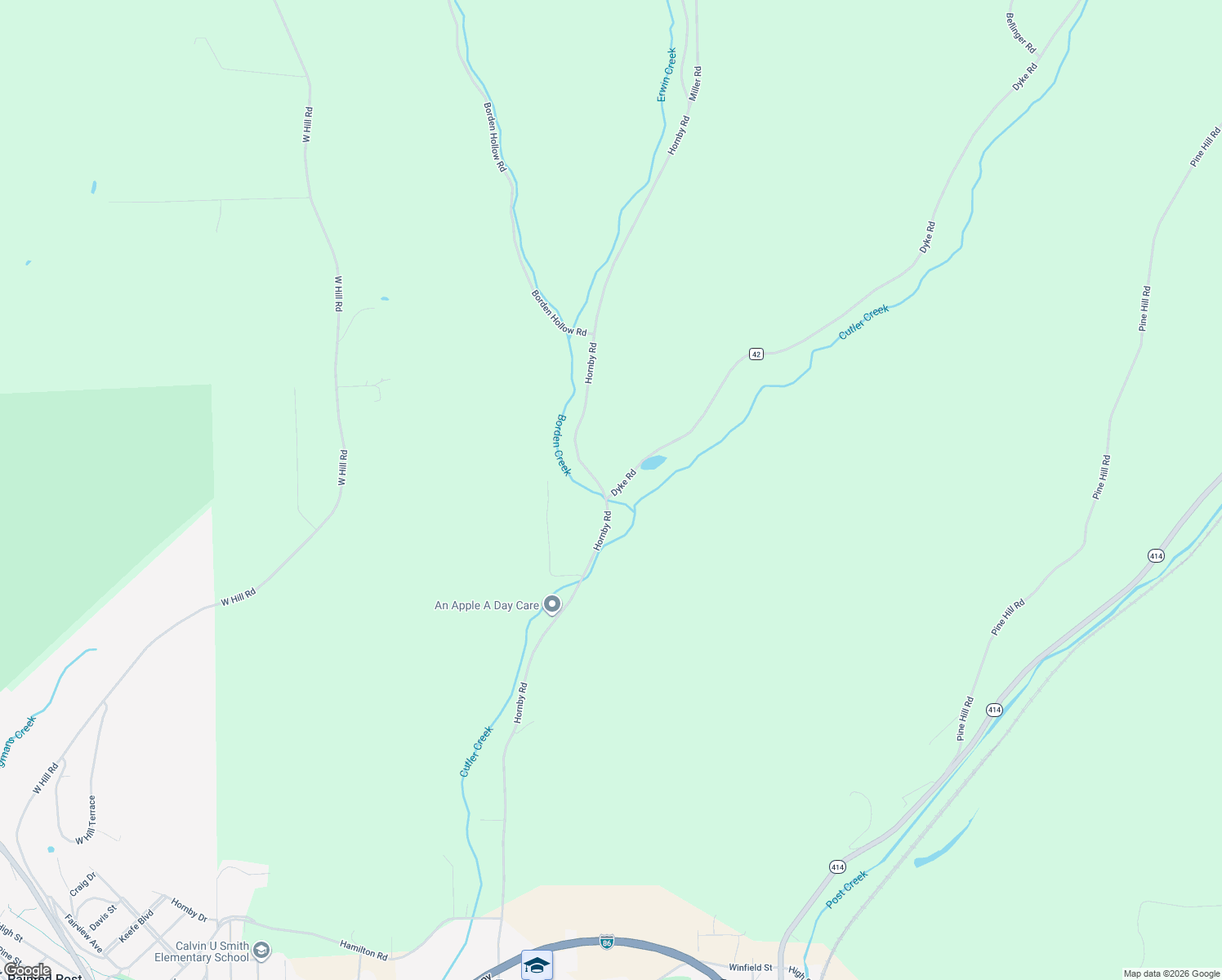 map of restaurants, bars, coffee shops, grocery stores, and more near 3759 Dyke Road in Corning