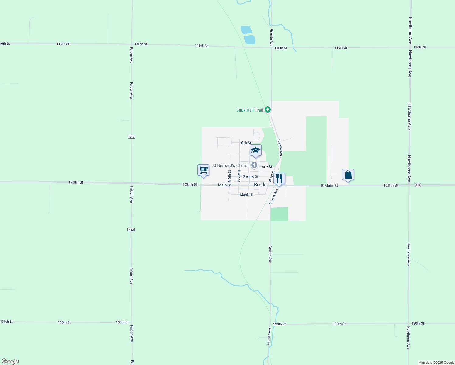 map of restaurants, bars, coffee shops, grocery stores, and more near 500 Main Street in Breda