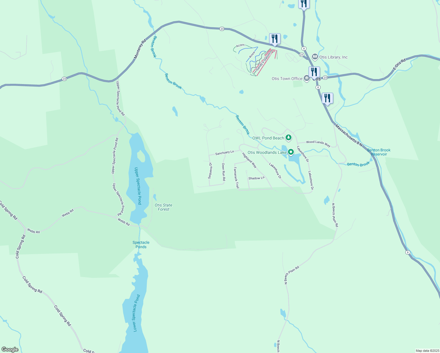 map of restaurants, bars, coffee shops, grocery stores, and more near 370 Deer Run in Sandisfield