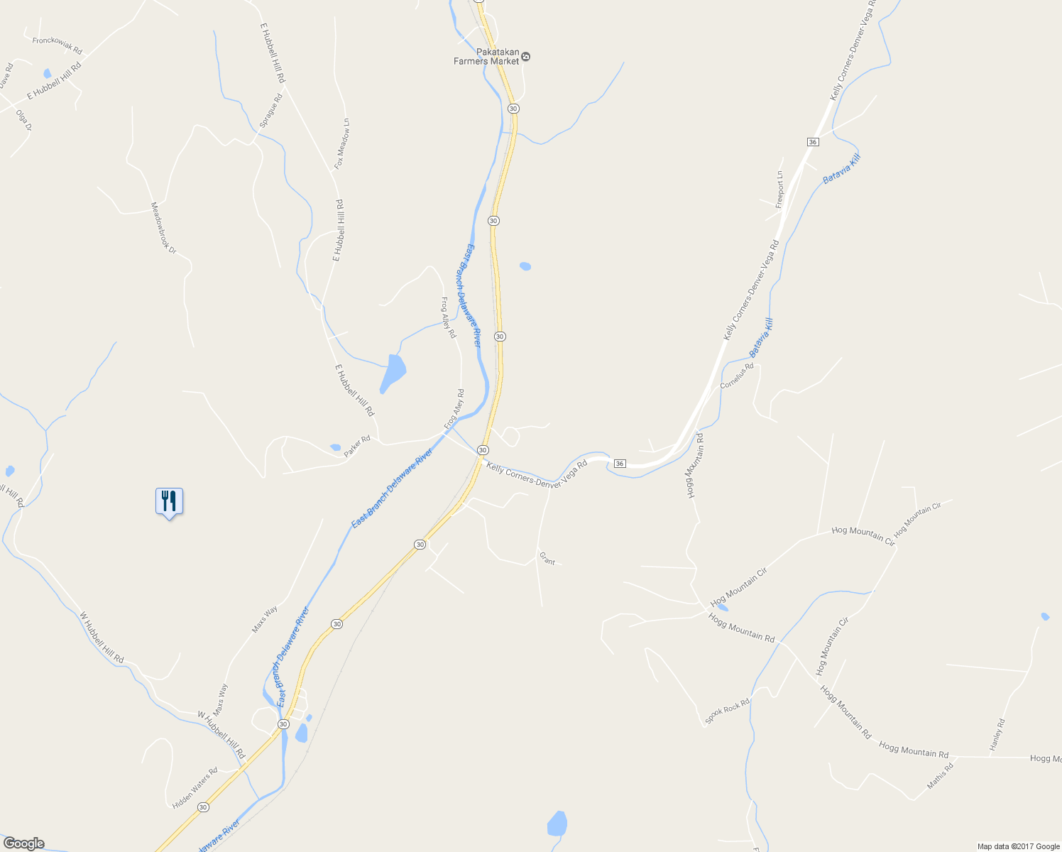 map of restaurants, bars, coffee shops, grocery stores, and more near Field Stone Road in Margaretville