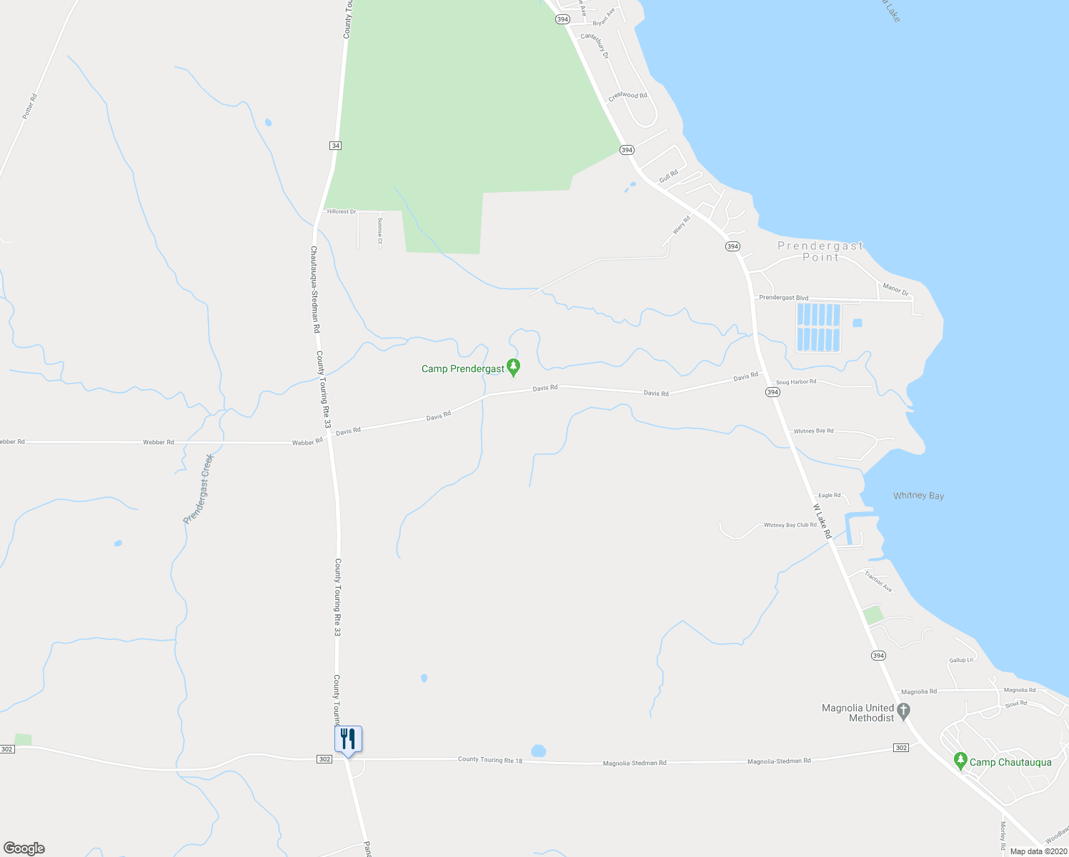 map of restaurants, bars, coffee shops, grocery stores, and more near 6219 Davis Road in Mayville