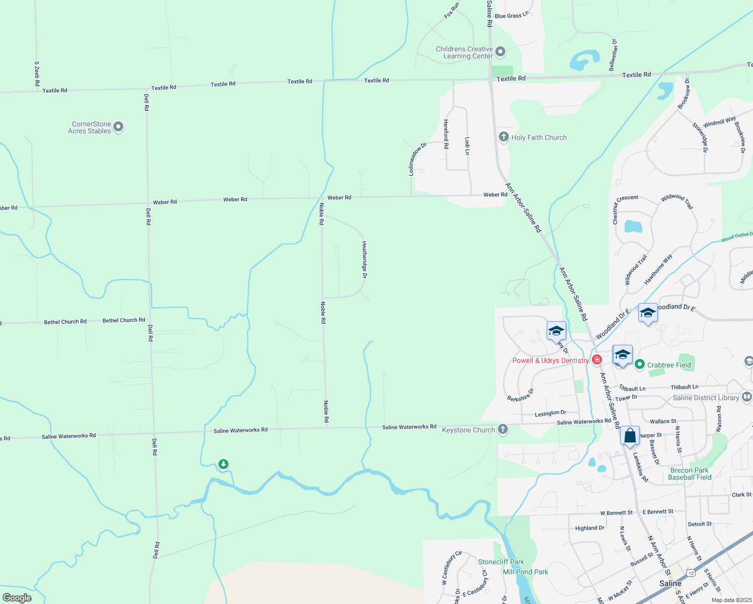 map of restaurants, bars, coffee shops, grocery stores, and more near 4018 Latchstring Court in Saline