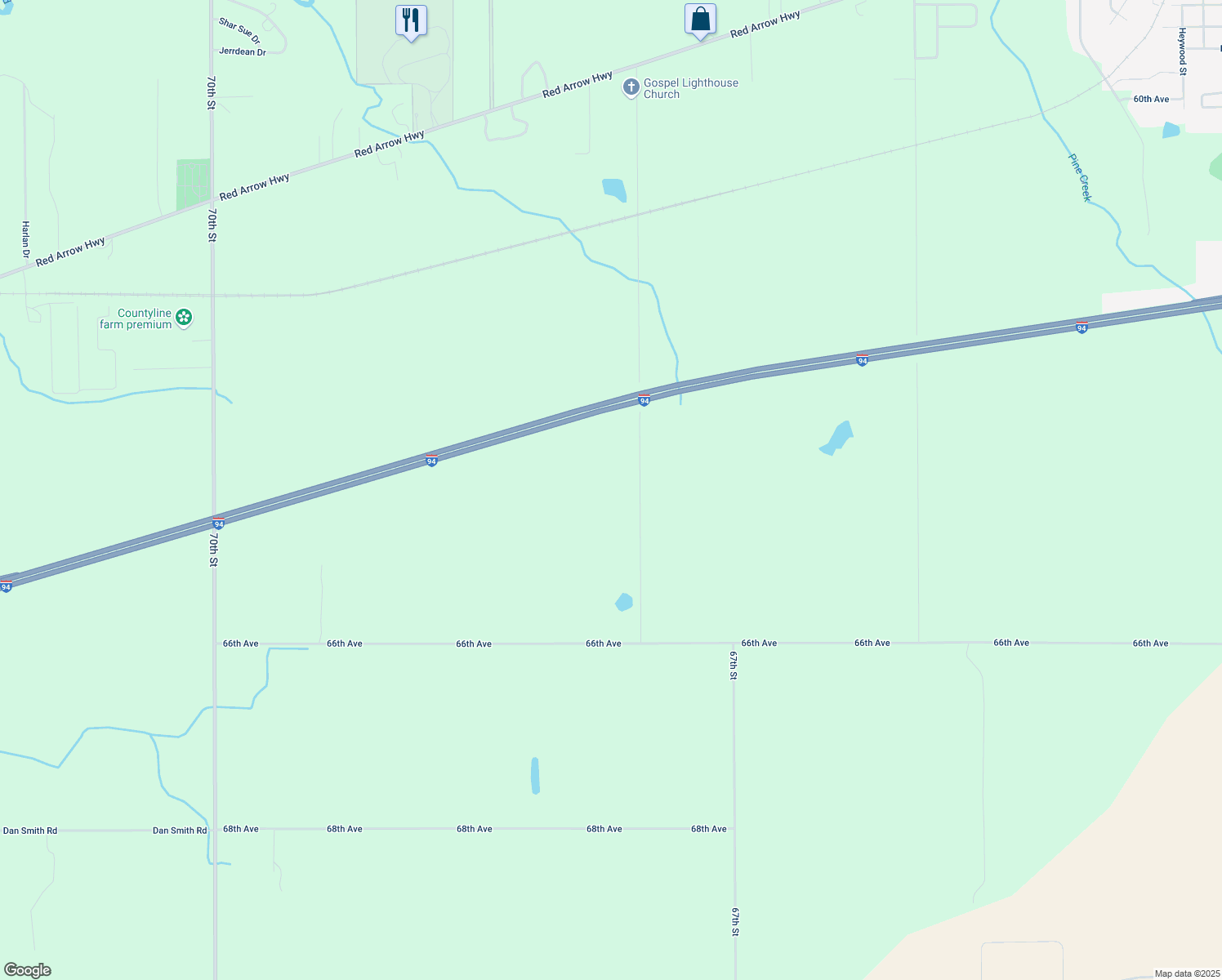 map of restaurants, bars, coffee shops, grocery stores, and more near 64600 67 1/2 Street in Hartford