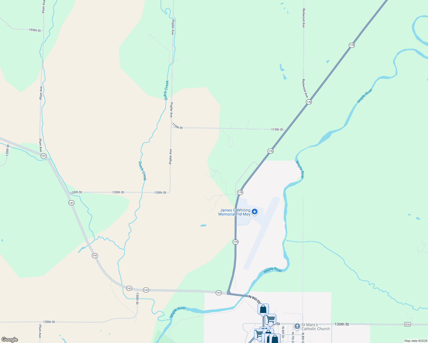 map of restaurants, bars, coffee shops, grocery stores, and more near 11700 Quince Avenue in Mapleton
