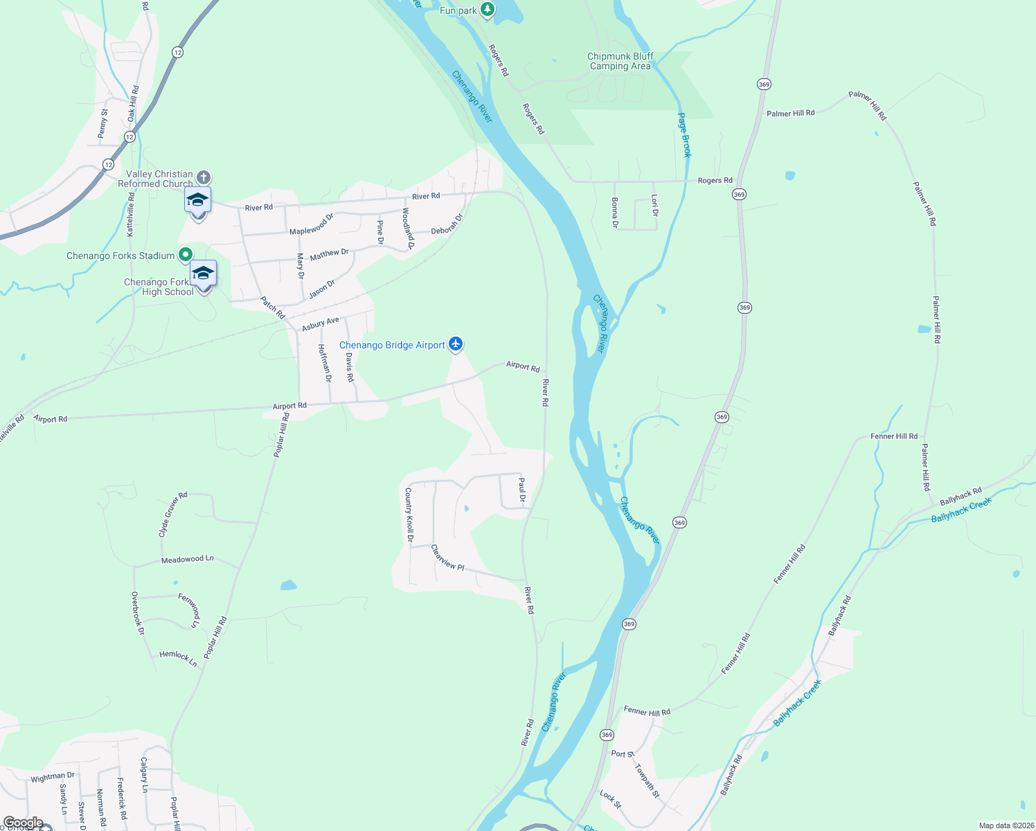 map of restaurants, bars, coffee shops, grocery stores, and more near 1269 River Rd in Binghamton