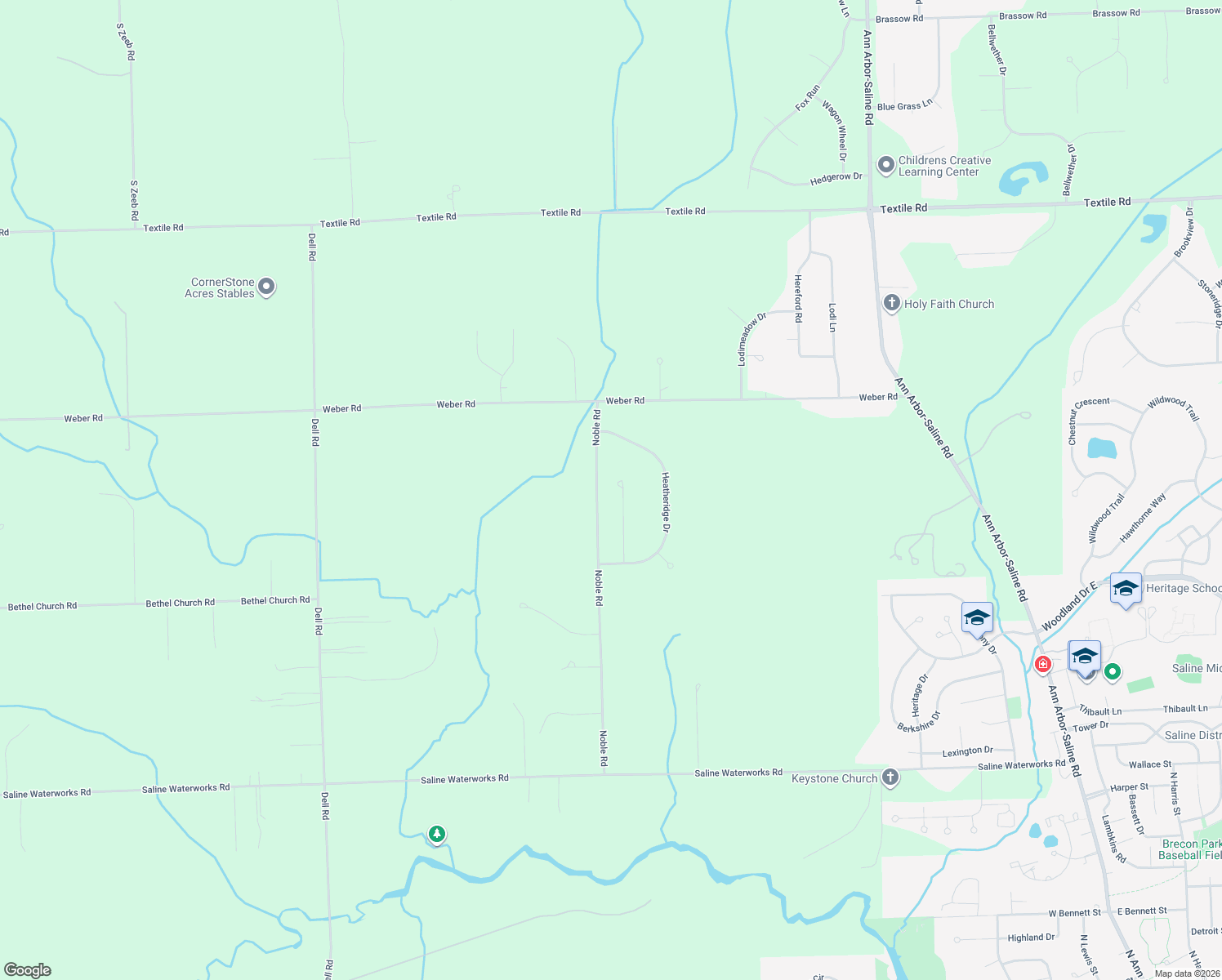 map of restaurants, bars, coffee shops, grocery stores, and more near 6766 Mullberry Court in Saline