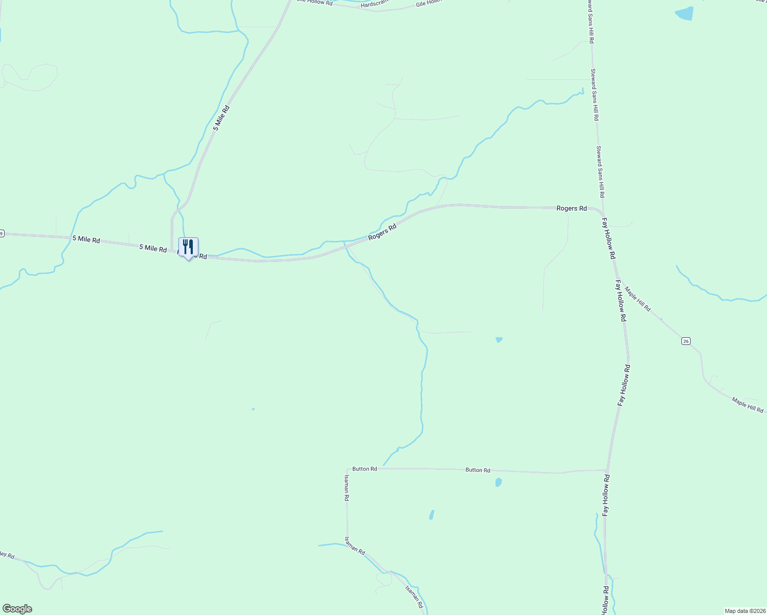 map of restaurants, bars, coffee shops, grocery stores, and more near 4493 Conley Road in Allegany
