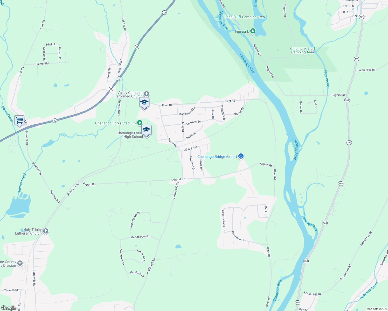 map of restaurants, bars, coffee shops, grocery stores, and more near 24 Hoffman Dr in Binghamton