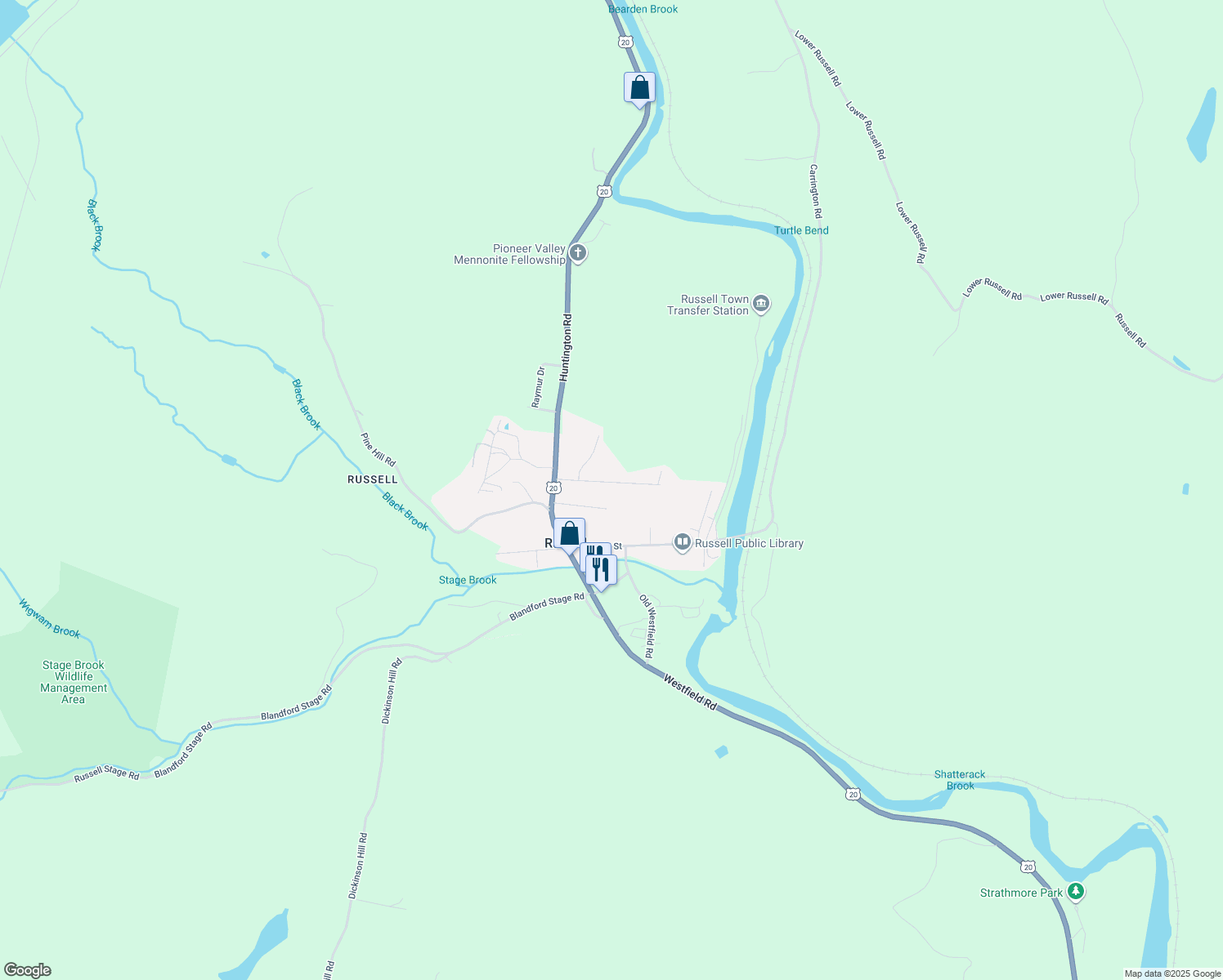 map of restaurants, bars, coffee shops, grocery stores, and more near 90 Highland Avenue in Westfield