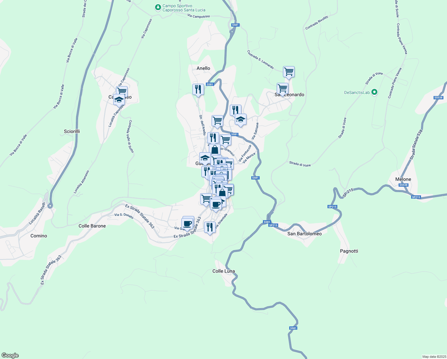 map of restaurants, bars, coffee shops, grocery stores, and more near 7 Largo Pignatari in Guardiagrele
