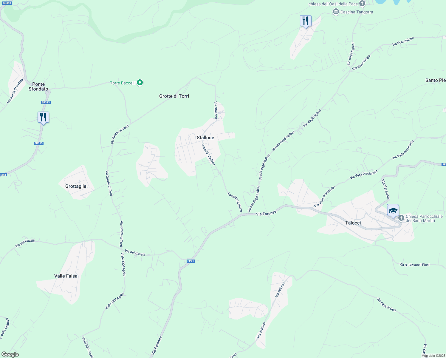 map of restaurants, bars, coffee shops, grocery stores, and more near 17 Località Stallone in Provincia di Rieti