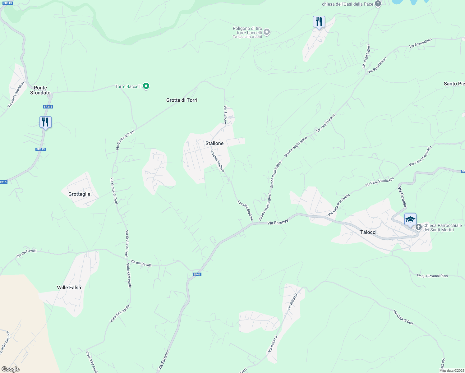 map of restaurants, bars, coffee shops, grocery stores, and more near 17 Località Stallone in Provincia di Rieti
