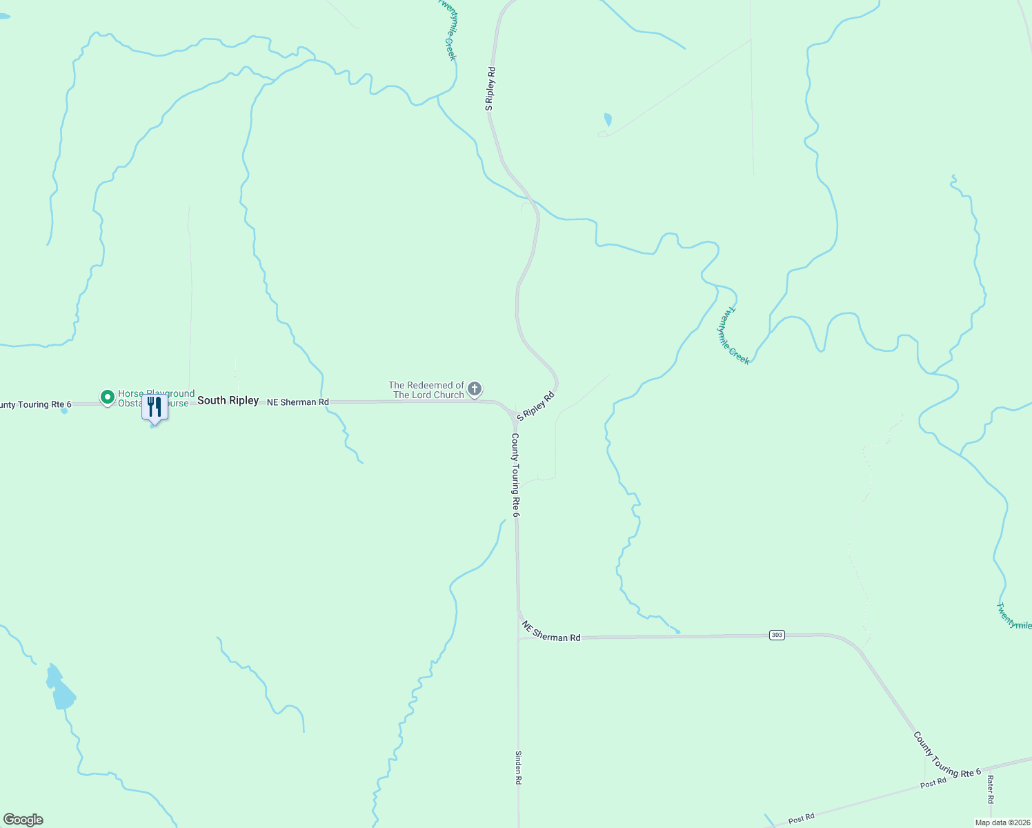 map of restaurants, bars, coffee shops, grocery stores, and more near 4685 Northeast Sherman Road in Ripley