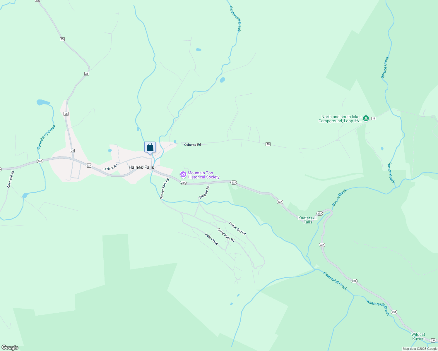 map of restaurants, bars, coffee shops, grocery stores, and more near 5066 New York 23A in Haines Falls
