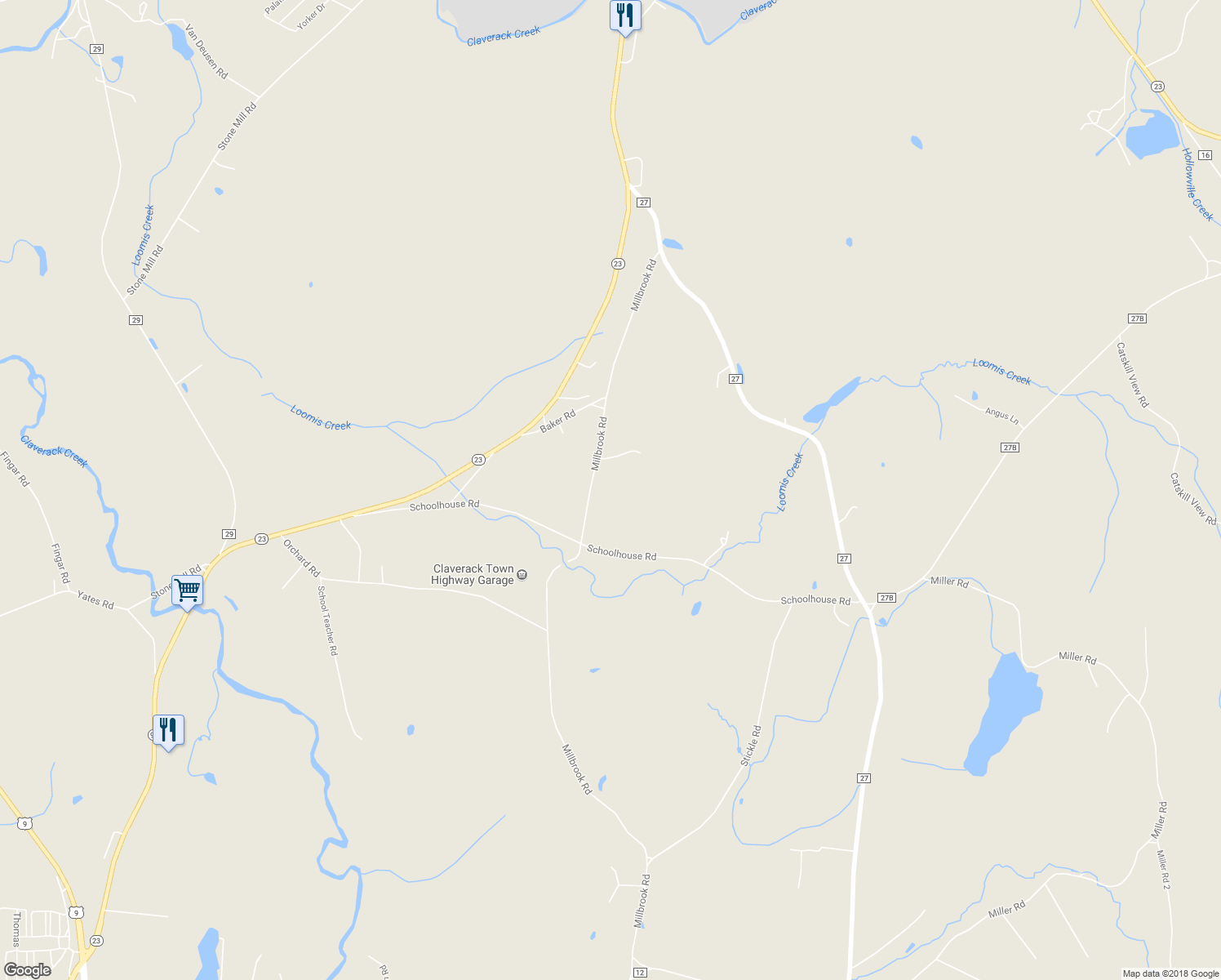 map of restaurants, bars, coffee shops, grocery stores, and more near 135 Millbrook Rd in Hudson