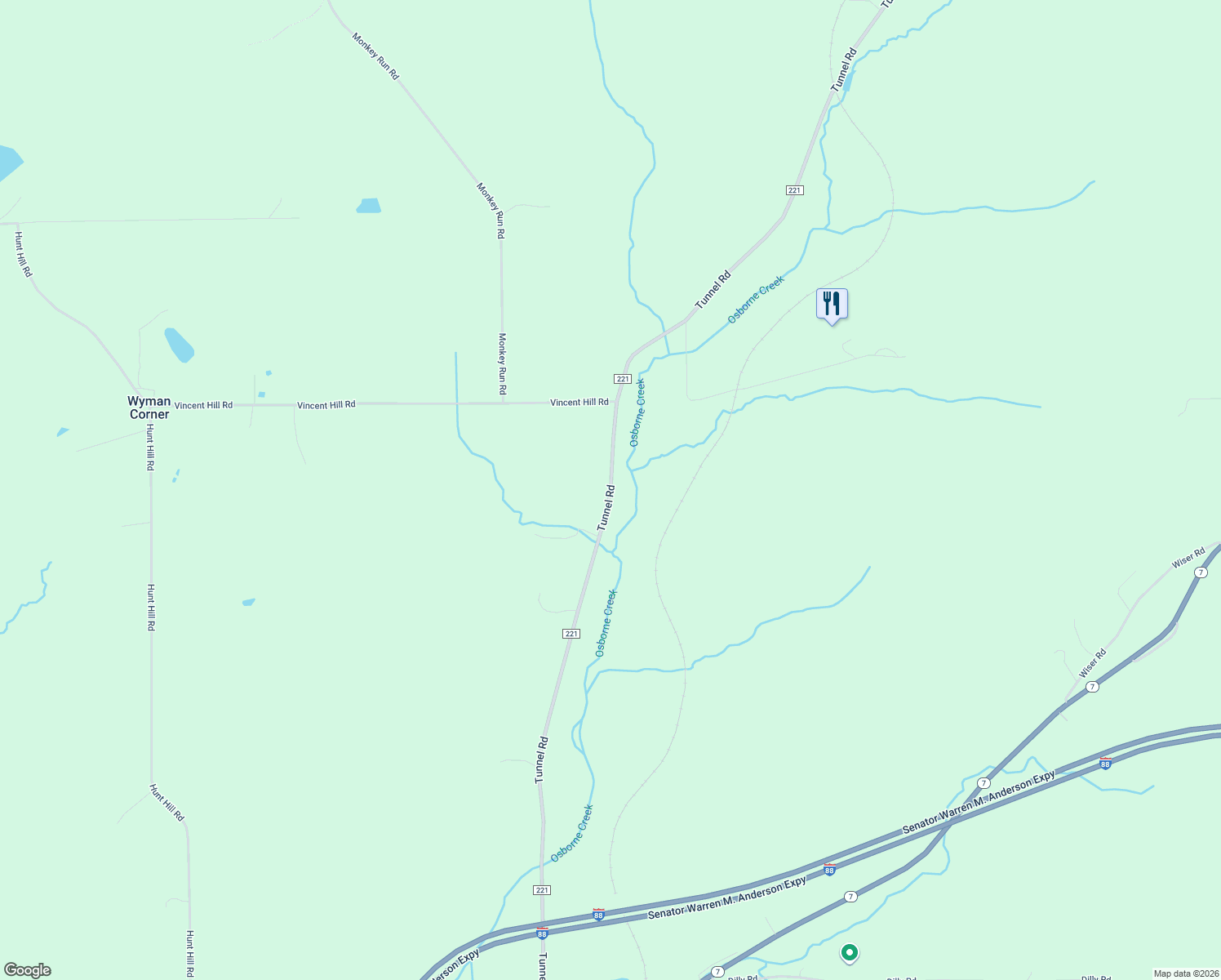 map of restaurants, bars, coffee shops, grocery stores, and more near County Road 221 in Broome County