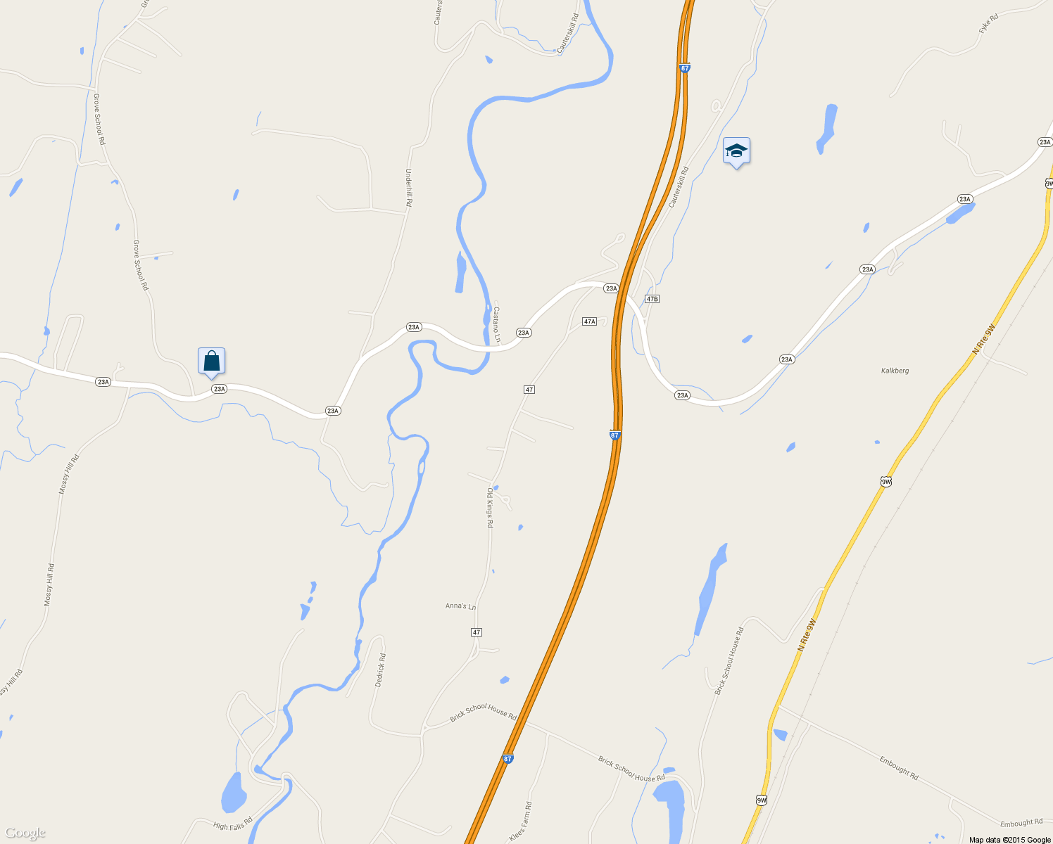 map of restaurants, bars, coffee shops, grocery stores, and more near 3140 Old Kings Rd in Catskill