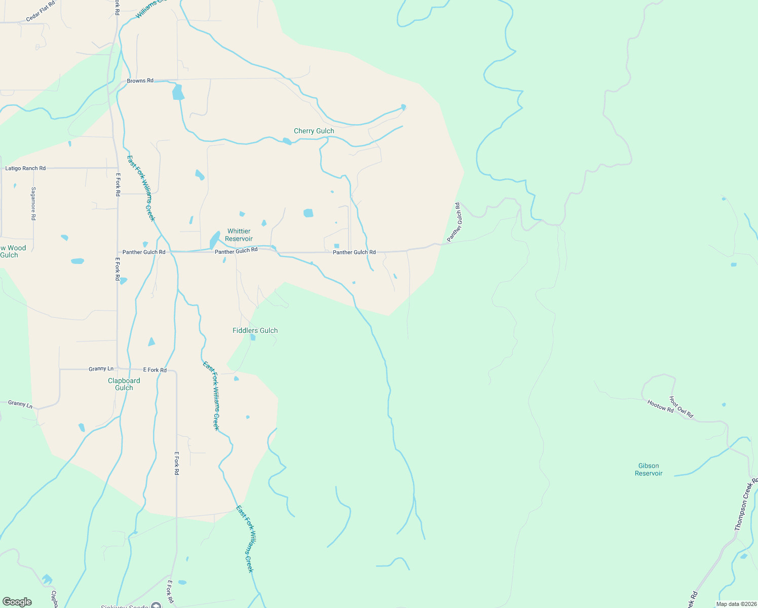 map of restaurants, bars, coffee shops, grocery stores, and more near 1247 Panther Gulch Road in Williams