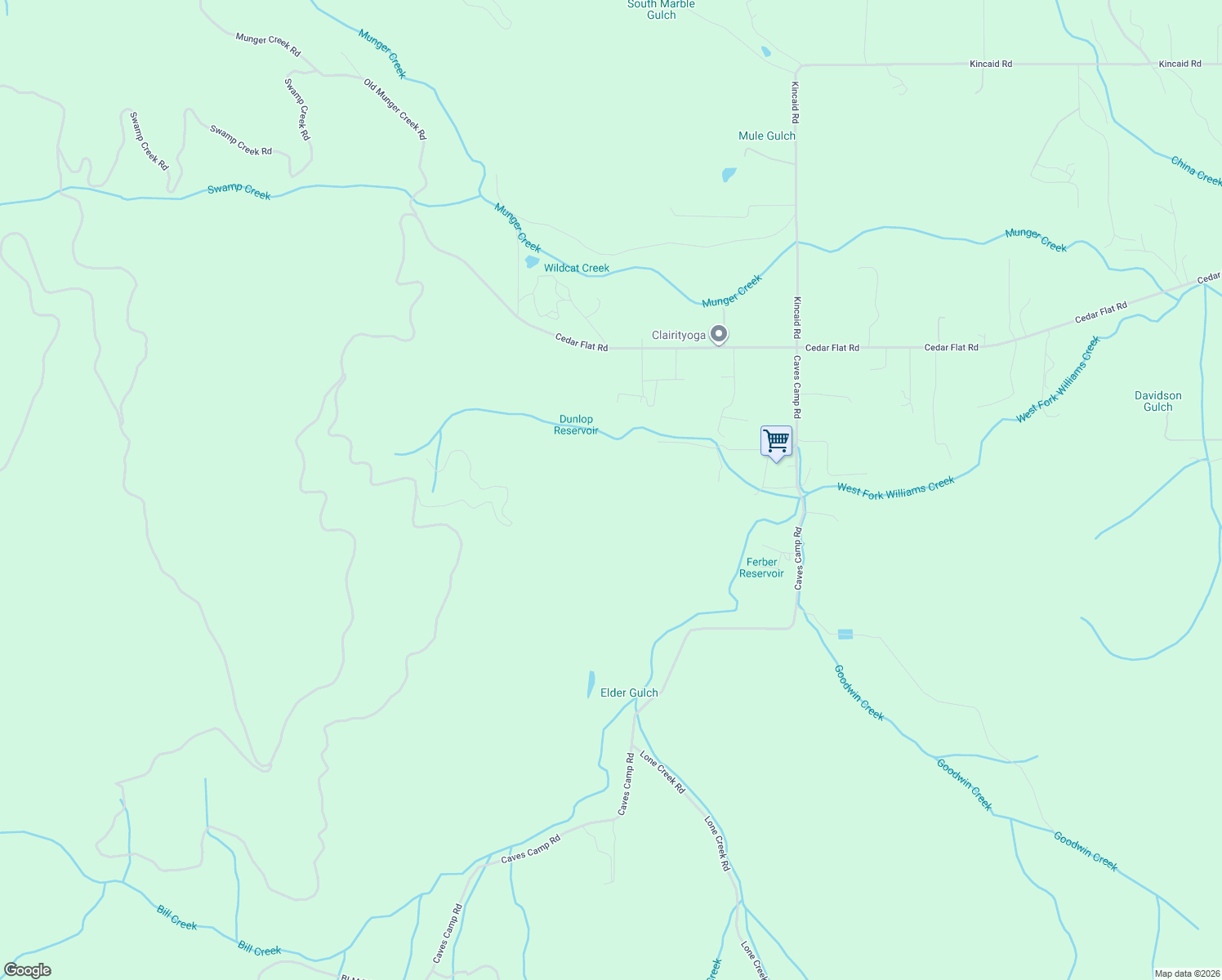 map of restaurants, bars, coffee shops, grocery stores, and more near 320 Caves Camp Road in Williams
