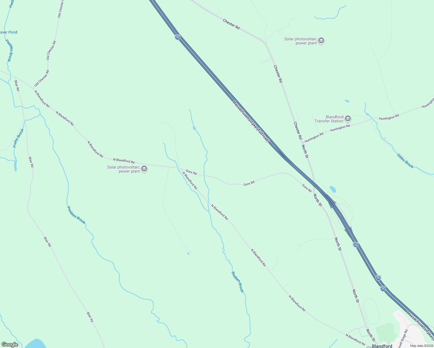 map of restaurants, bars, coffee shops, grocery stores, and more near Gore Road in Blandford