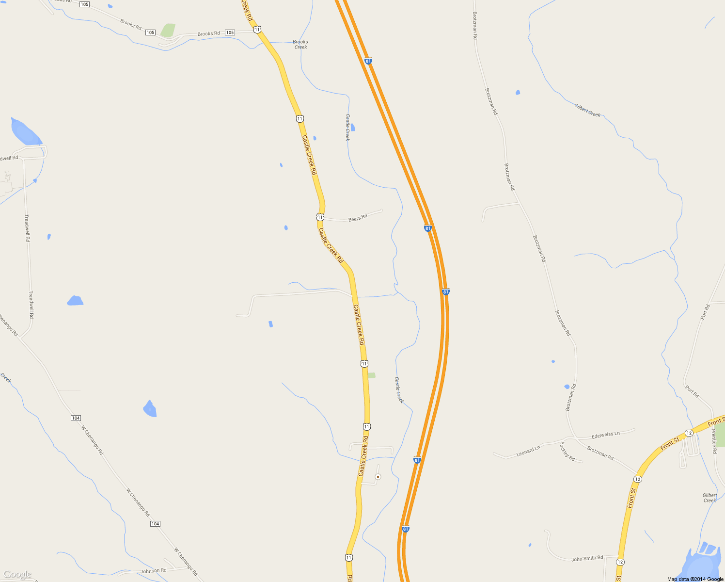 map of restaurants, bars, coffee shops, grocery stores, and more near 708 Castle Creek Rd in Binghamton
