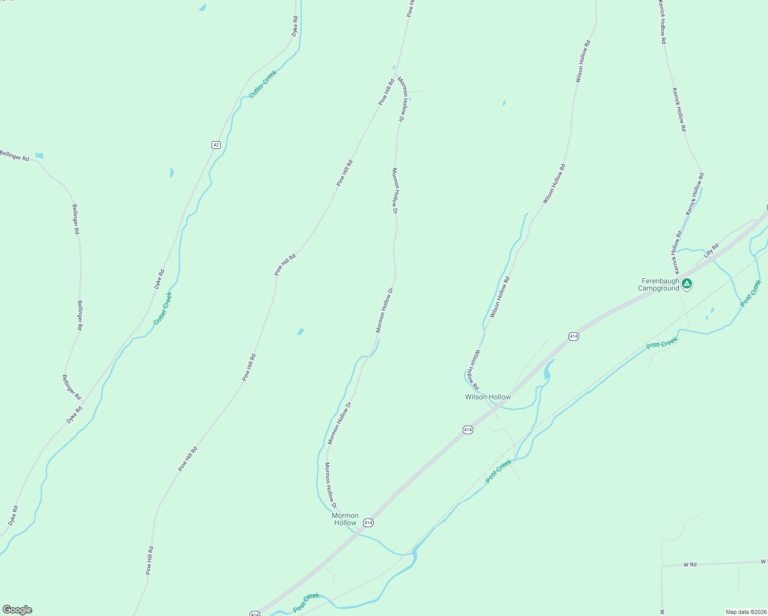 map of restaurants, bars, coffee shops, grocery stores, and more near 4205-4211 Mormon Hollow Drive in Corning