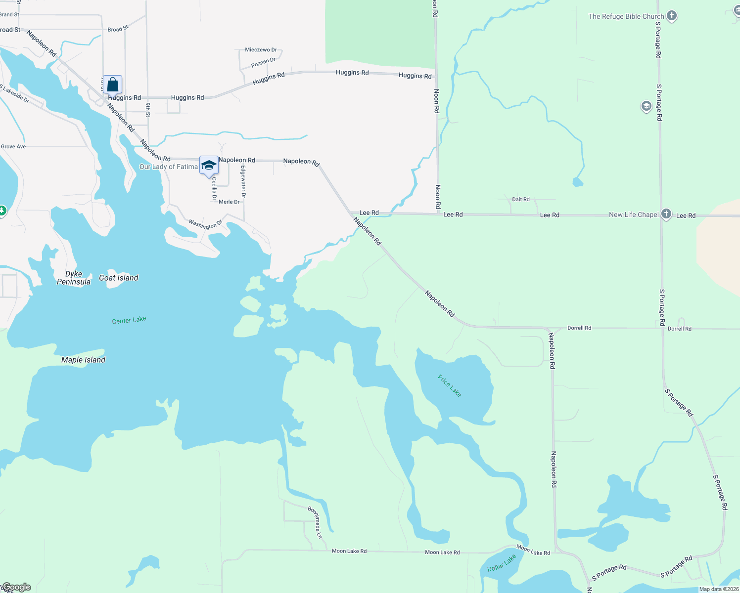 map of restaurants, bars, coffee shops, grocery stores, and more near 6831 Price Lake Rd N in Jackson