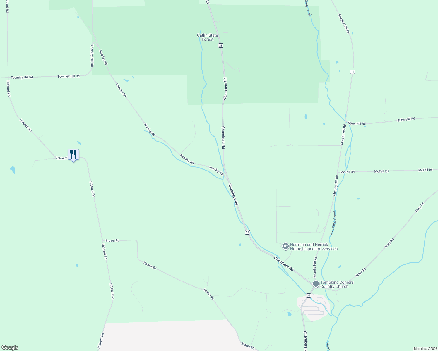 map of restaurants, bars, coffee shops, grocery stores, and more near 19 Sawdey Road in Horseheads