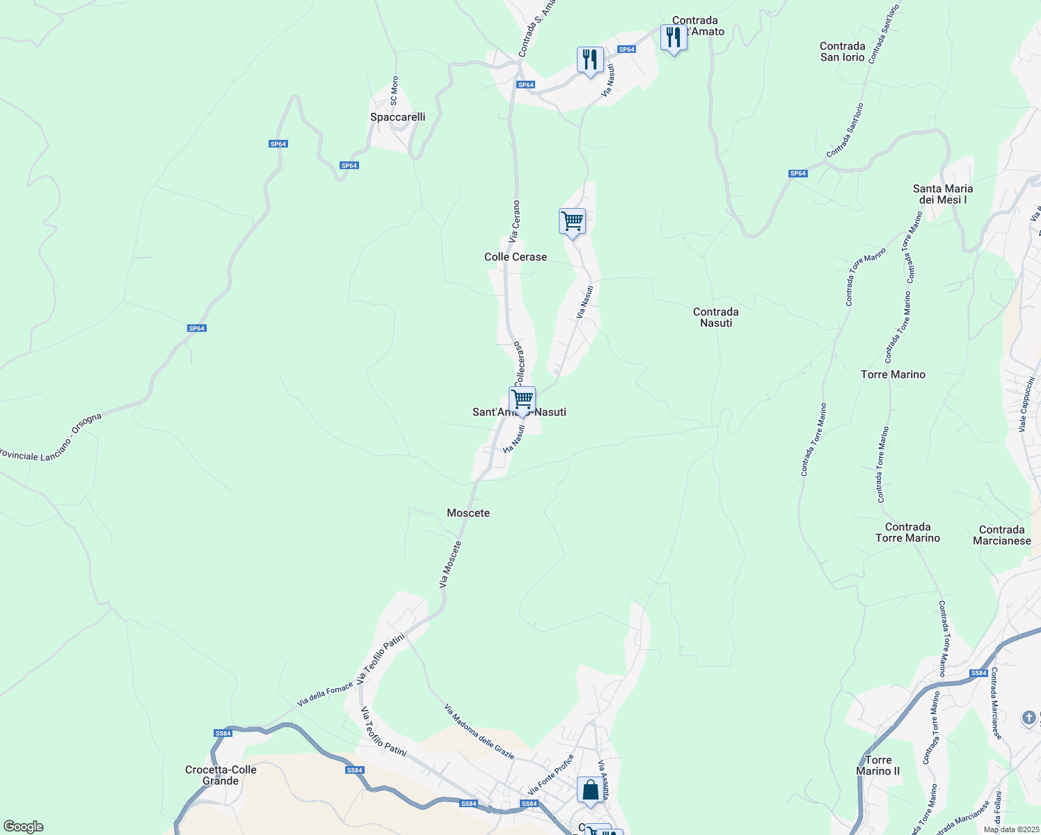 map of restaurants, bars, coffee shops, grocery stores, and more near Contrada Nasuti in Sant'Amato-nasuti