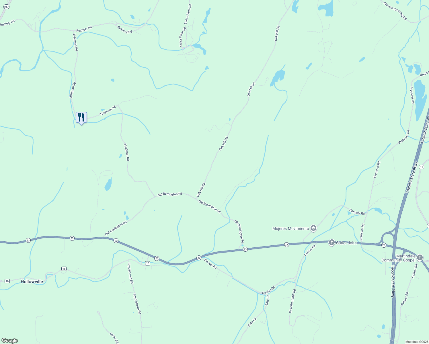 map of restaurants, bars, coffee shops, grocery stores, and more near 759 Oak Hill Road in Hudson