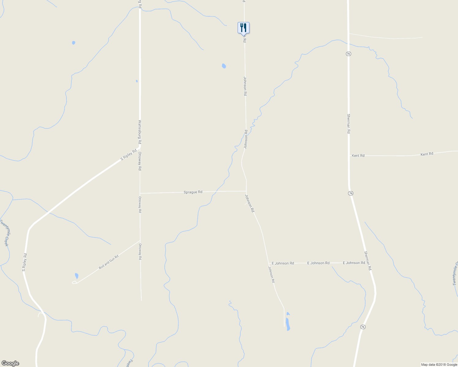 map of restaurants, bars, coffee shops, grocery stores, and more near 9492 Sprague Rd in Ripley