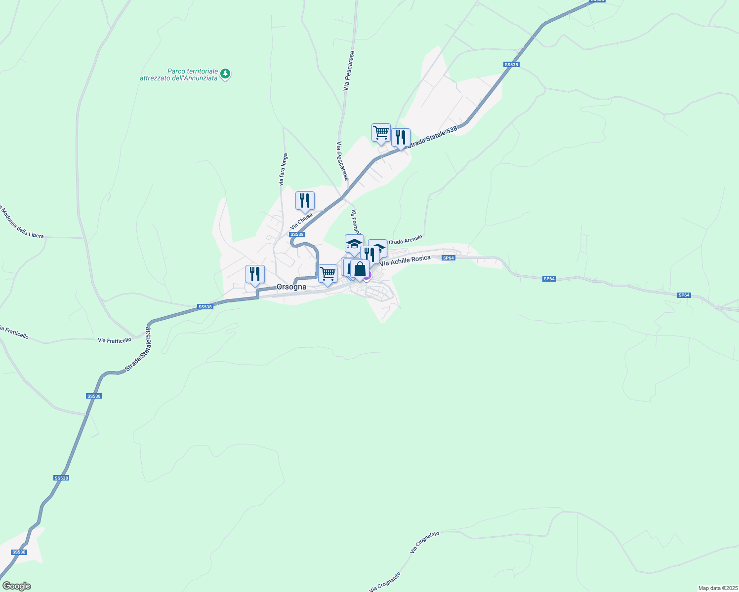 map of restaurants, bars, coffee shops, grocery stores, and more near 5 Via Salvatore Rizzacasa in Orsogna