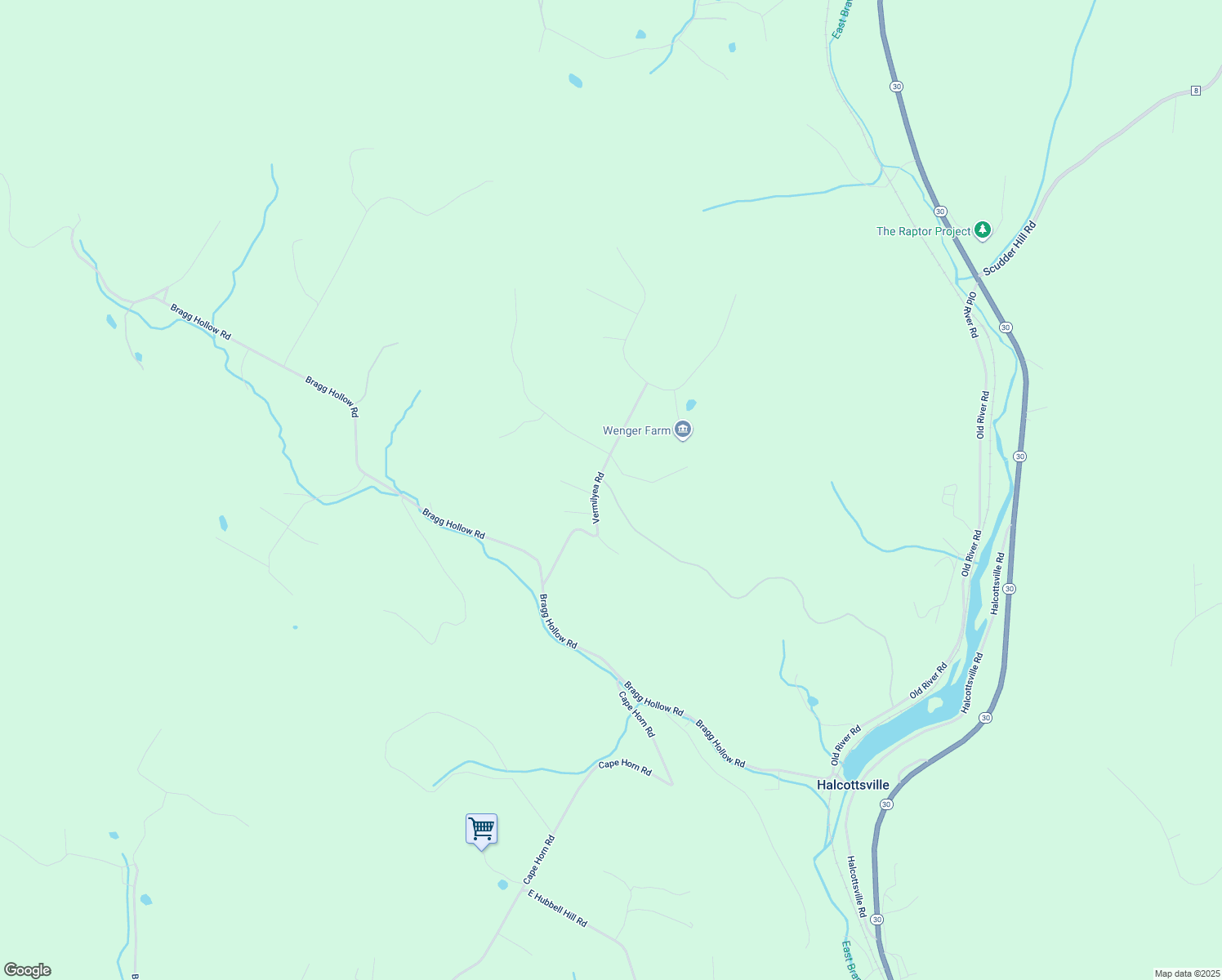 map of restaurants, bars, coffee shops, grocery stores, and more near Herrick Road in Delaware County