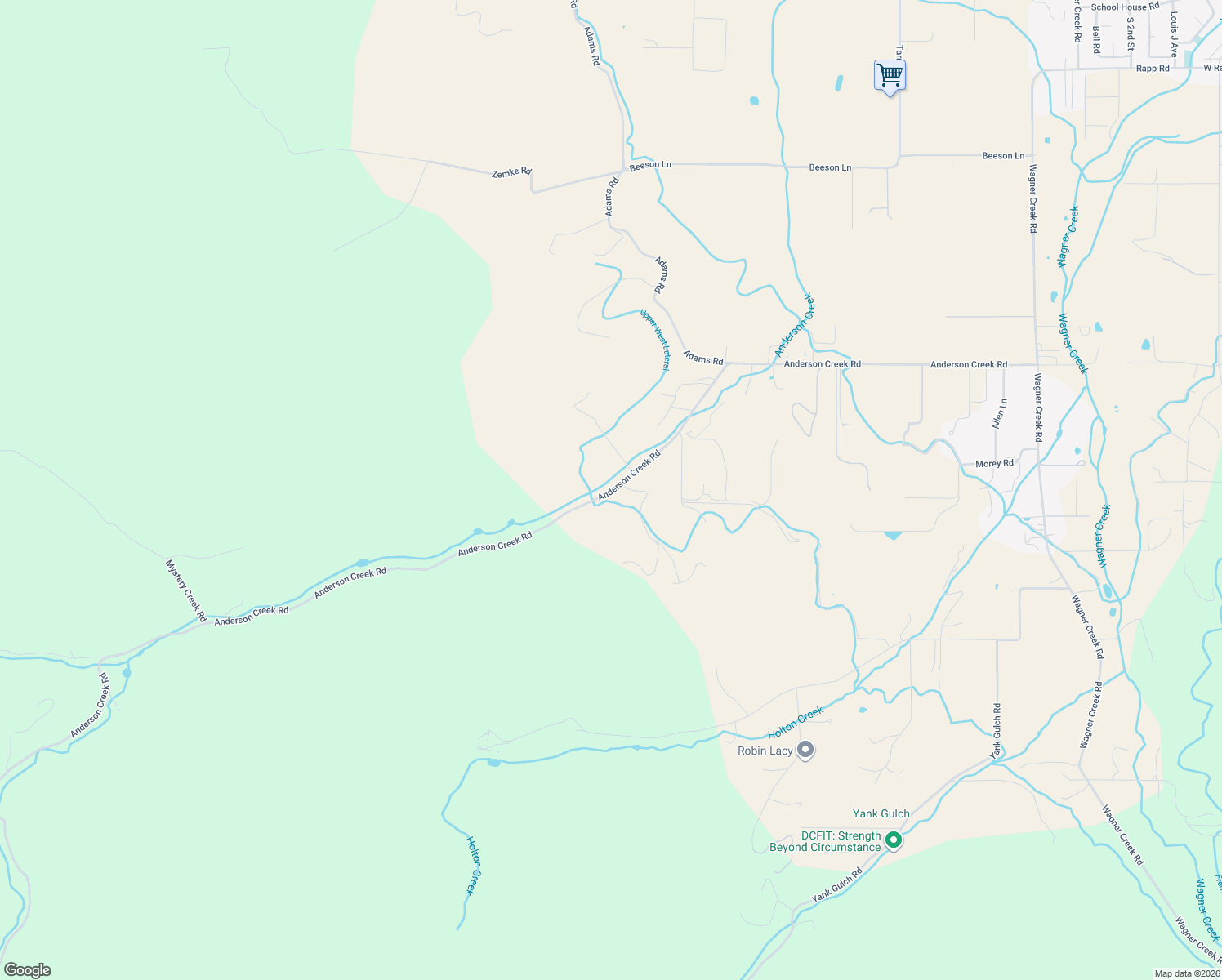 map of restaurants, bars, coffee shops, grocery stores, and more near 1848 Anderson Creek Road in Talent