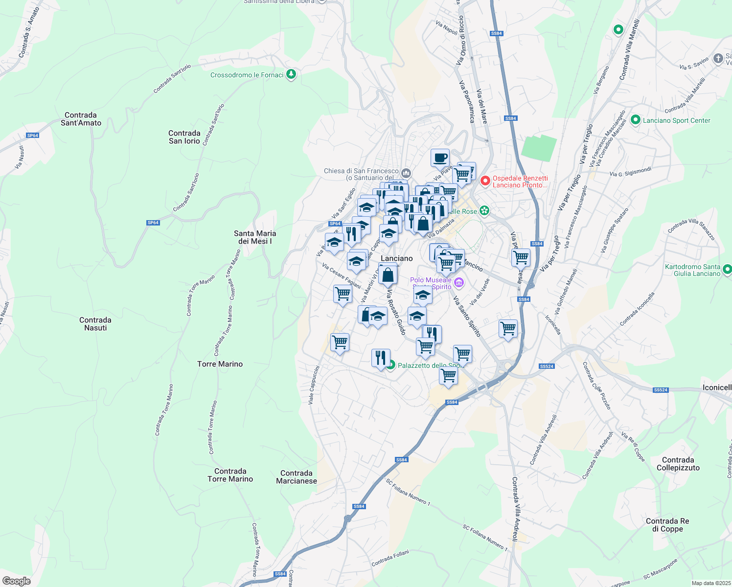 map of restaurants, bars, coffee shops, grocery stores, and more near 4 Via Cesare Fagiani in Lanciano