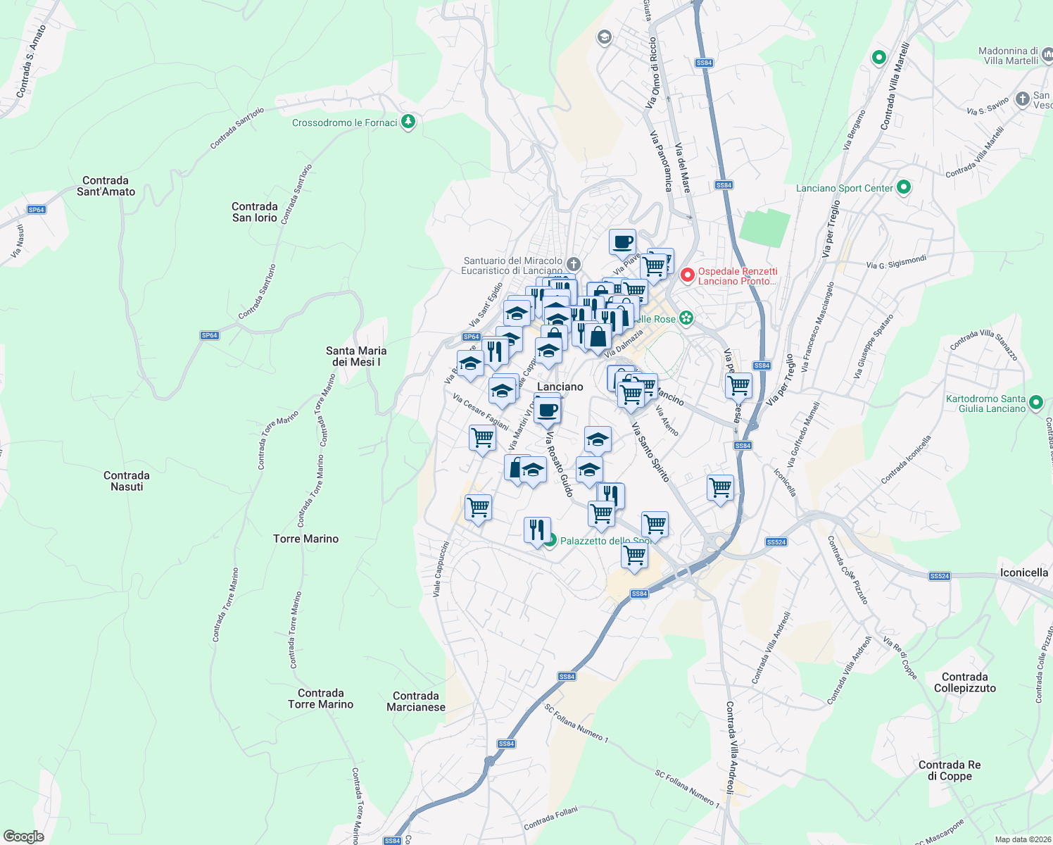 map of restaurants, bars, coffee shops, grocery stores, and more near 4 Via Cesare Fagiani in Lanciano