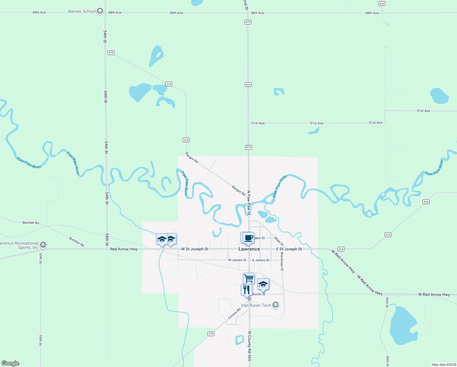 map of restaurants, bars, coffee shops, grocery stores, and more near 330 Bangor Road in Lawrence