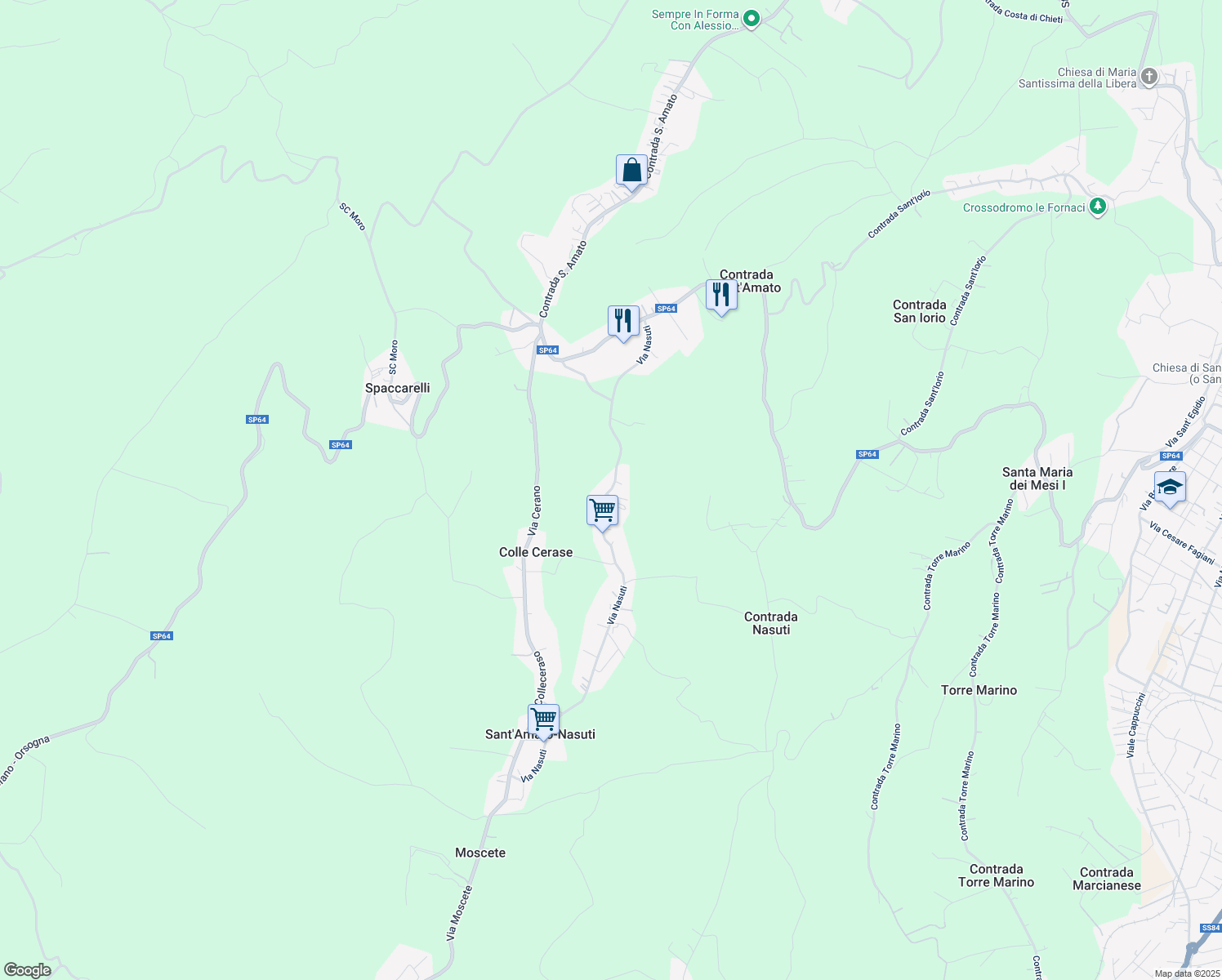 map of restaurants, bars, coffee shops, grocery stores, and more near 199 Contrada Nasuti in Sant'Amato-nasuti