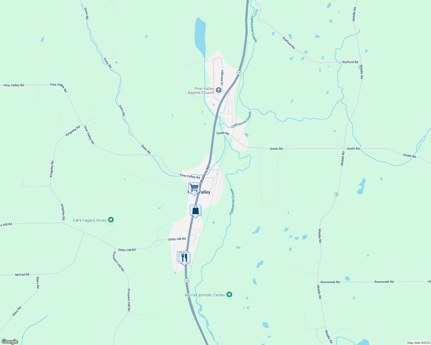 map of restaurants, bars, coffee shops, grocery stores, and more near 1933 Railroad St in Pine Valley