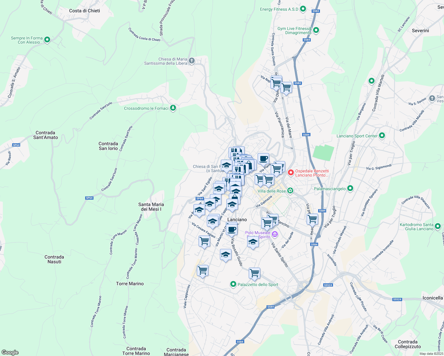 map of restaurants, bars, coffee shops, grocery stores, and more near 53 Via G. Finamore in Lanciano