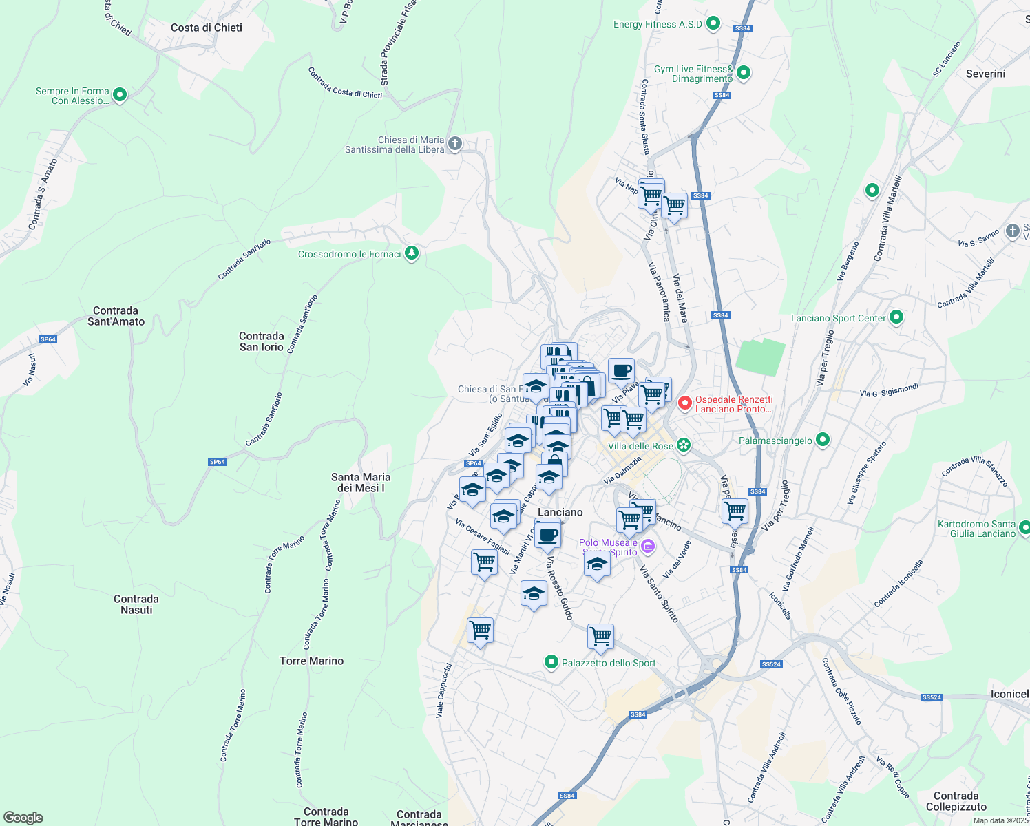 map of restaurants, bars, coffee shops, grocery stores, and more near 53 Via G. Finamore in Lanciano