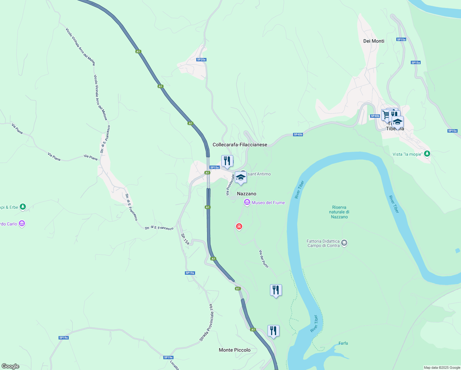map of restaurants, bars, coffee shops, grocery stores, and more near 18 Località S. Antimo in Nazzano